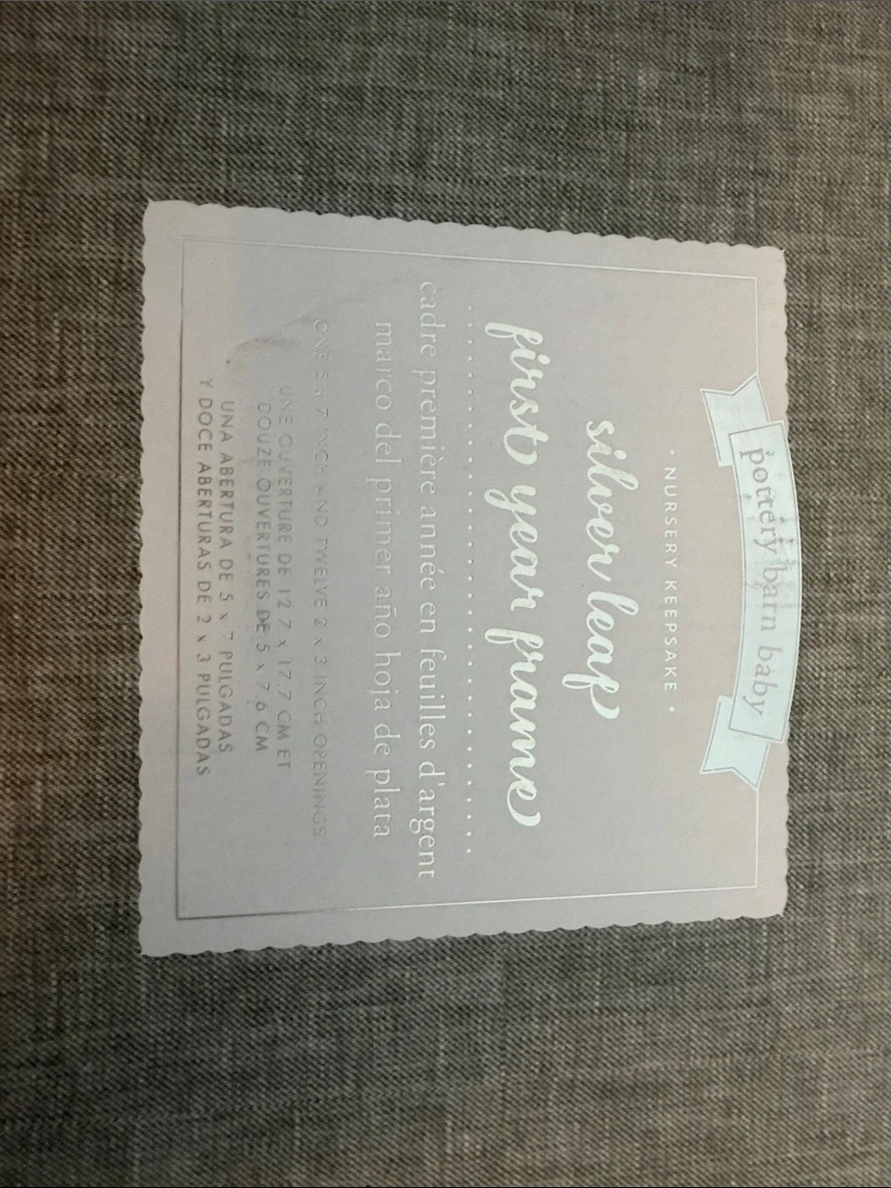 Pottery Barn Silver Leaf First Year Baby Photo Frame, NWT (No Insert Included)